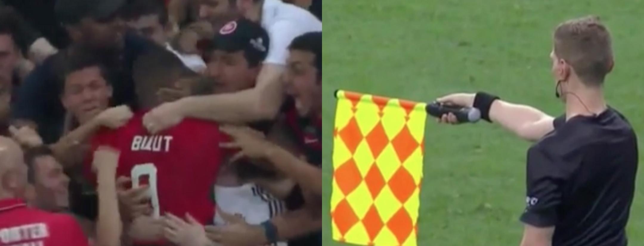 Offside goal celebration