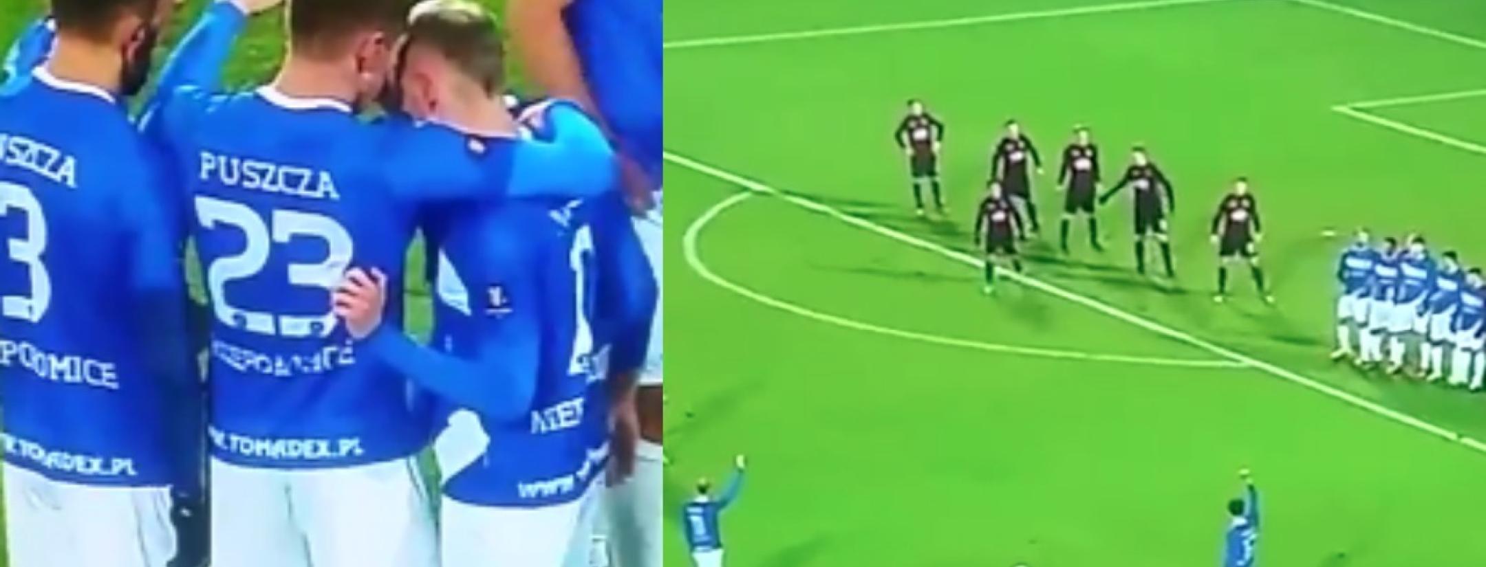 Polish free kick routine fail