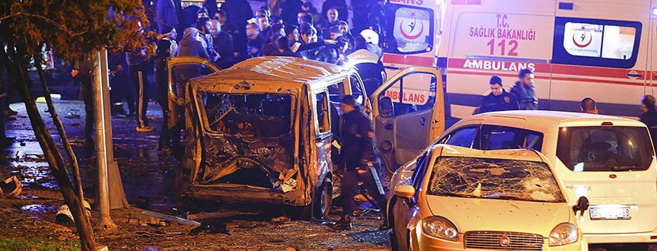 The aftermath of Besiktas bomb explosions near Vodafone Arena in Istanbul, Turkey