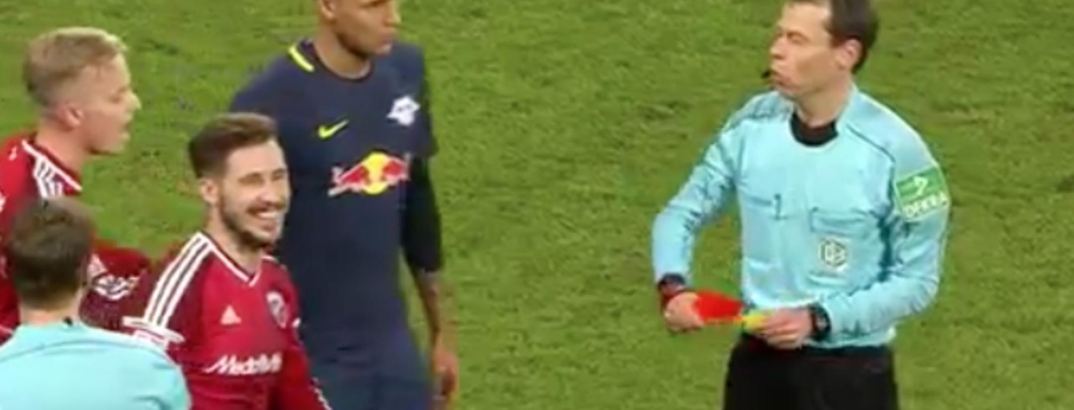 Referee hands out 5 cards in 12 seconds.