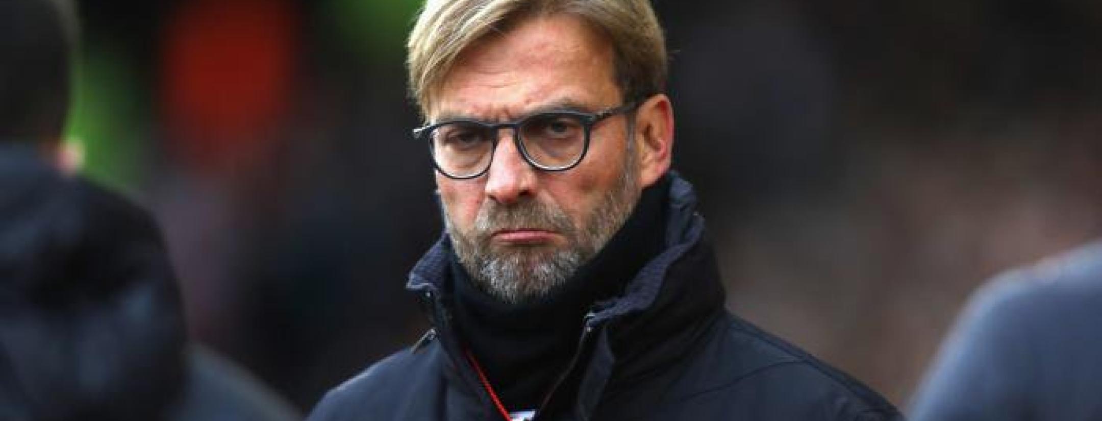 Liverpool manager Jurgen Klopp looking sad