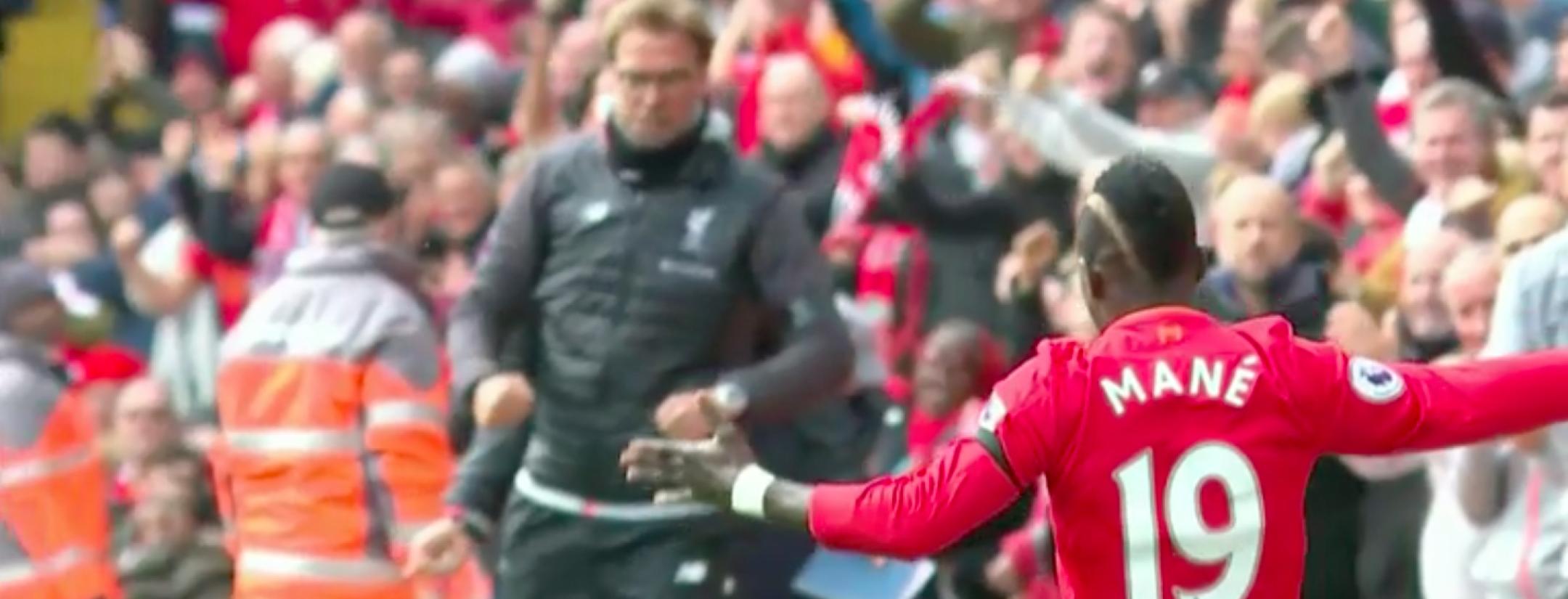 Sadio Mane and Jurgen Klopp