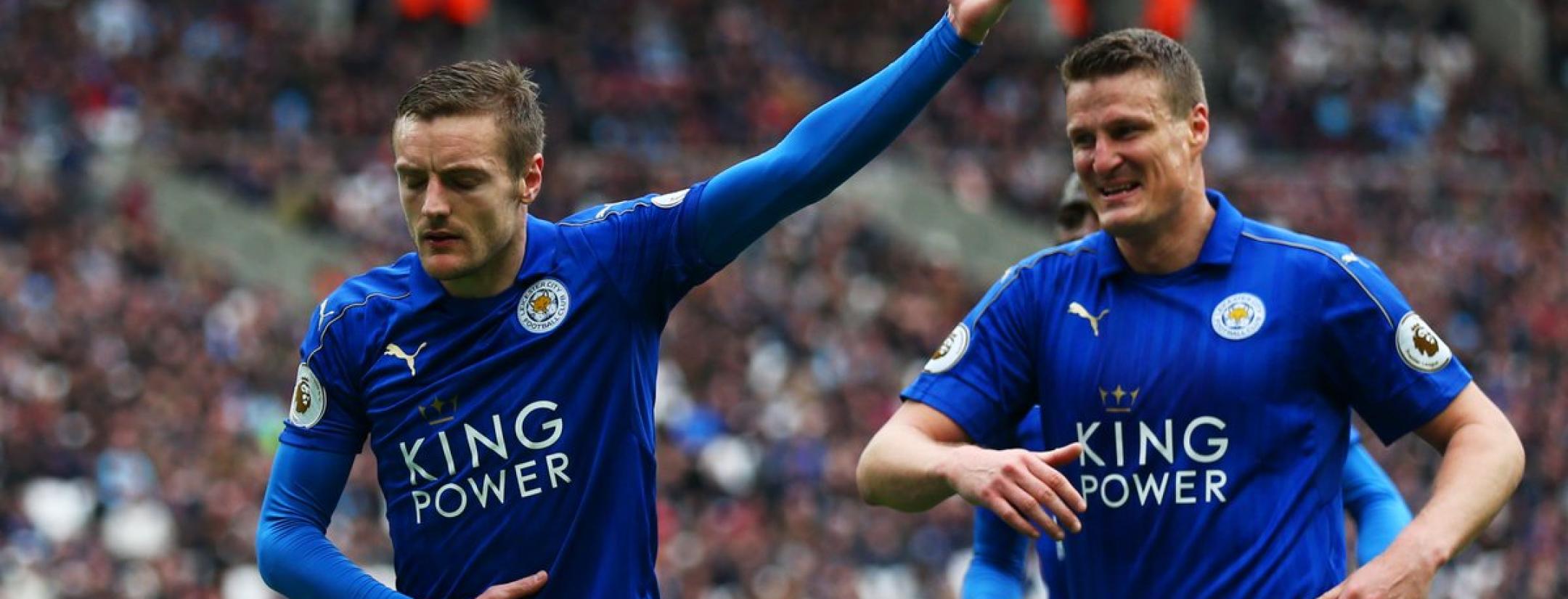Jamie Vardy and Robert Huth