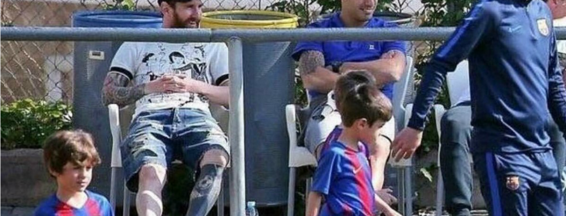 Lionel and Thiago Messi, Luis and Benjamin Suarez