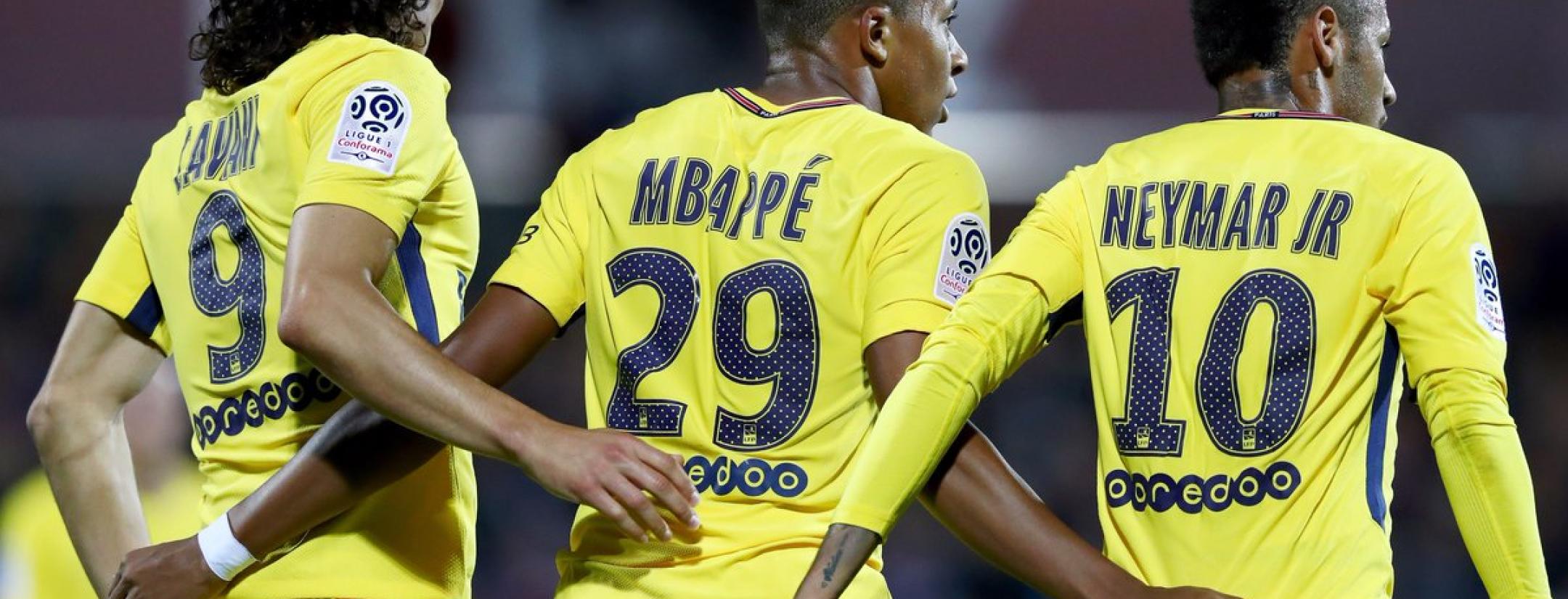 Edinson Cavani, Kylian Mbappe and Neymar