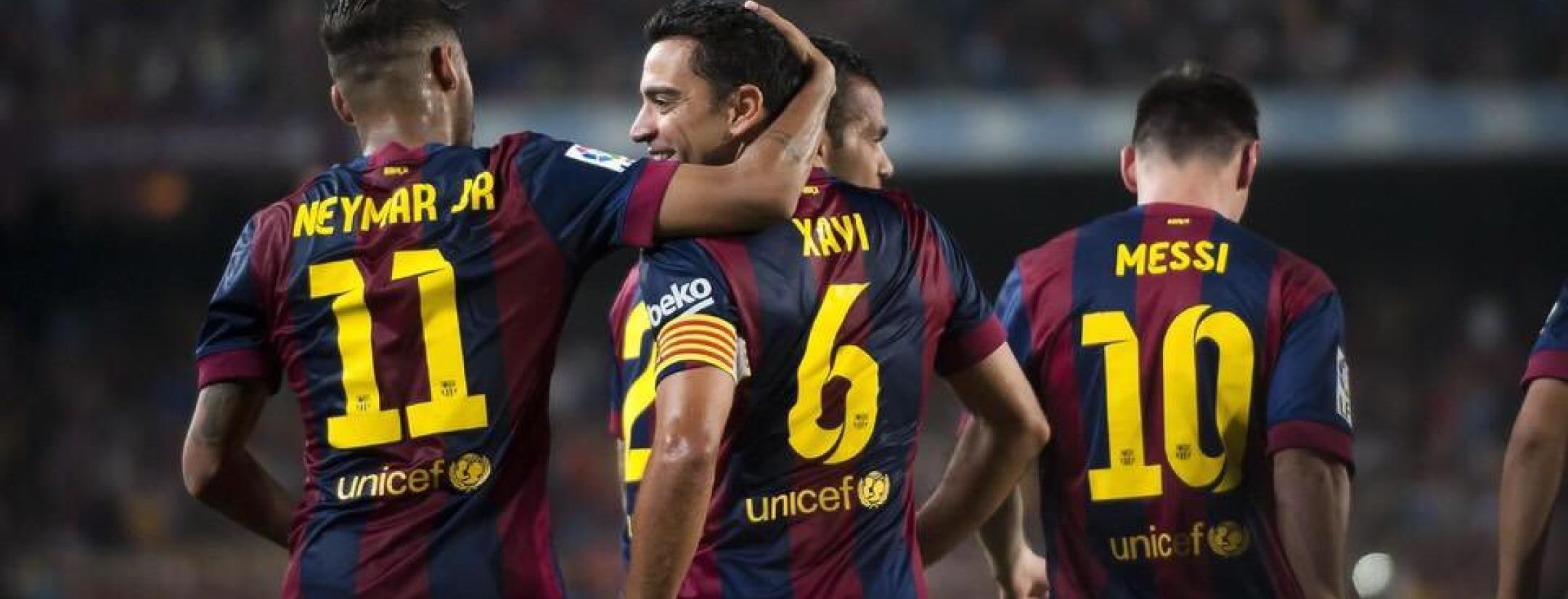 Neymar, Xavi and Messi