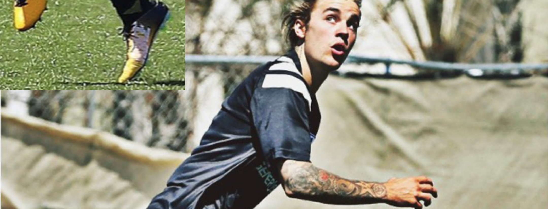 Justin Bieber playing soccer