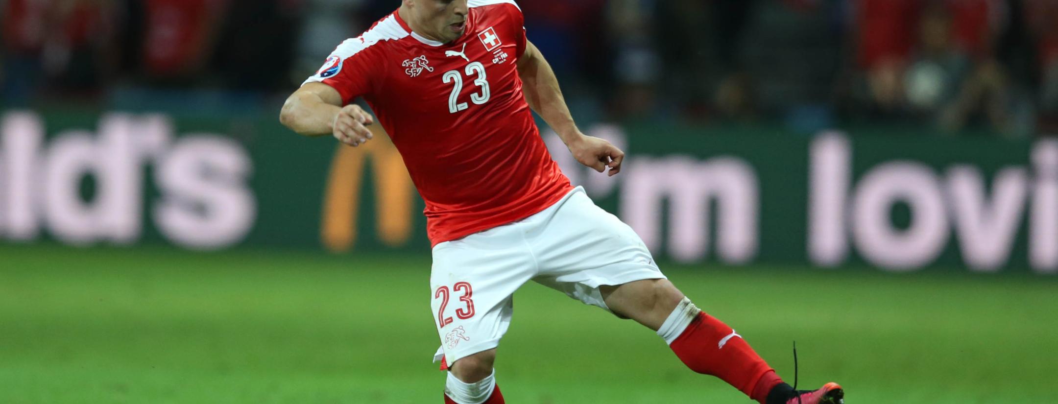 Shaqiri and Xhaka Goal Celebration