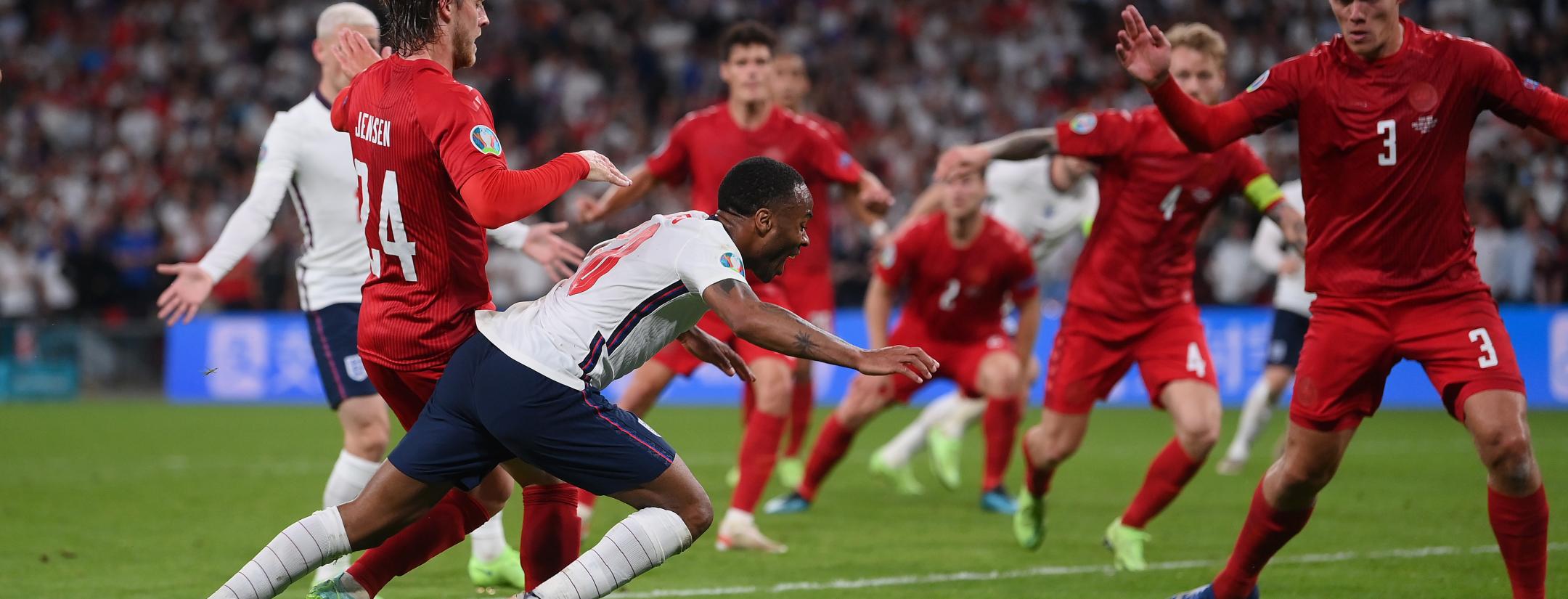 Raheem Sterling Dive vs Denmark