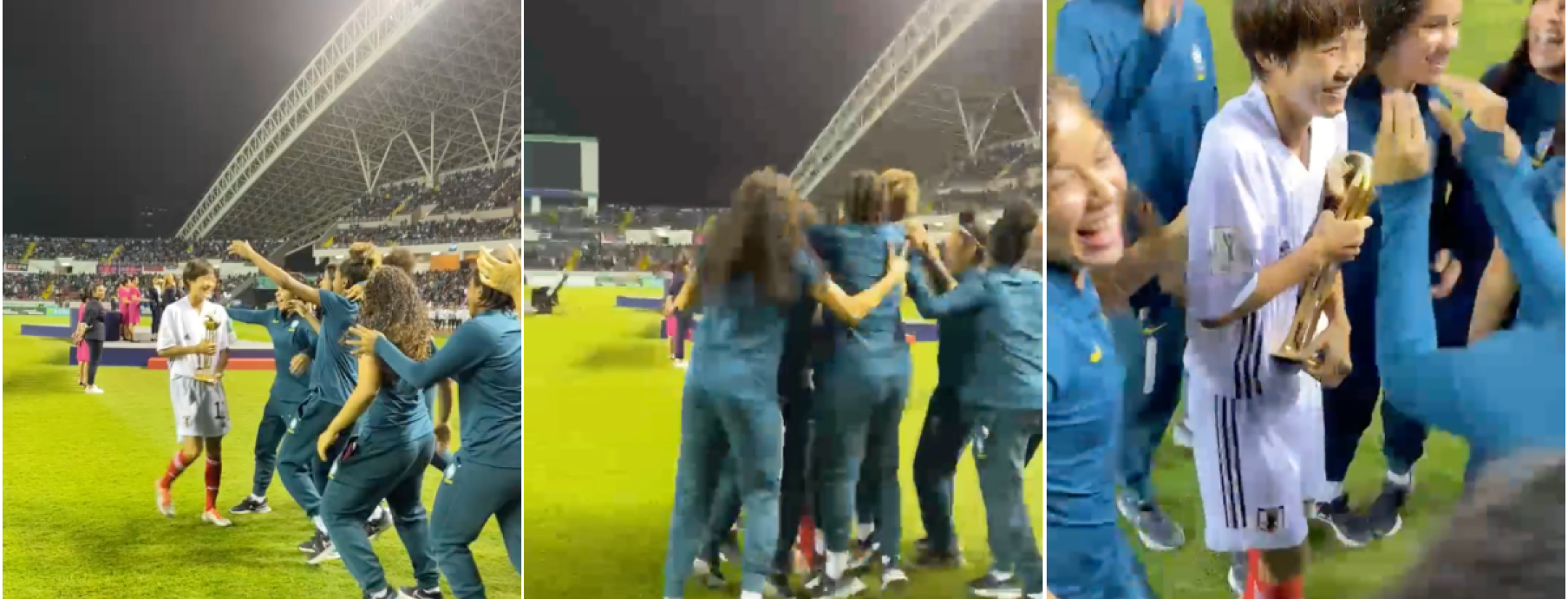 Brazilian Players Celebrate Japanese Player