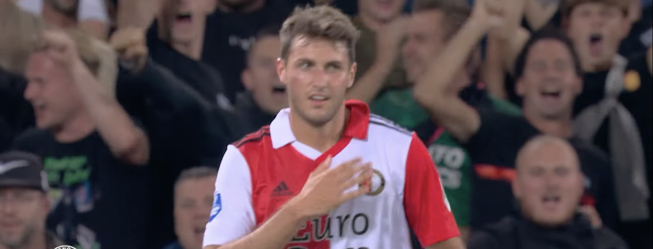 Santiago Giménez celebrates his first goal for Feyenoord