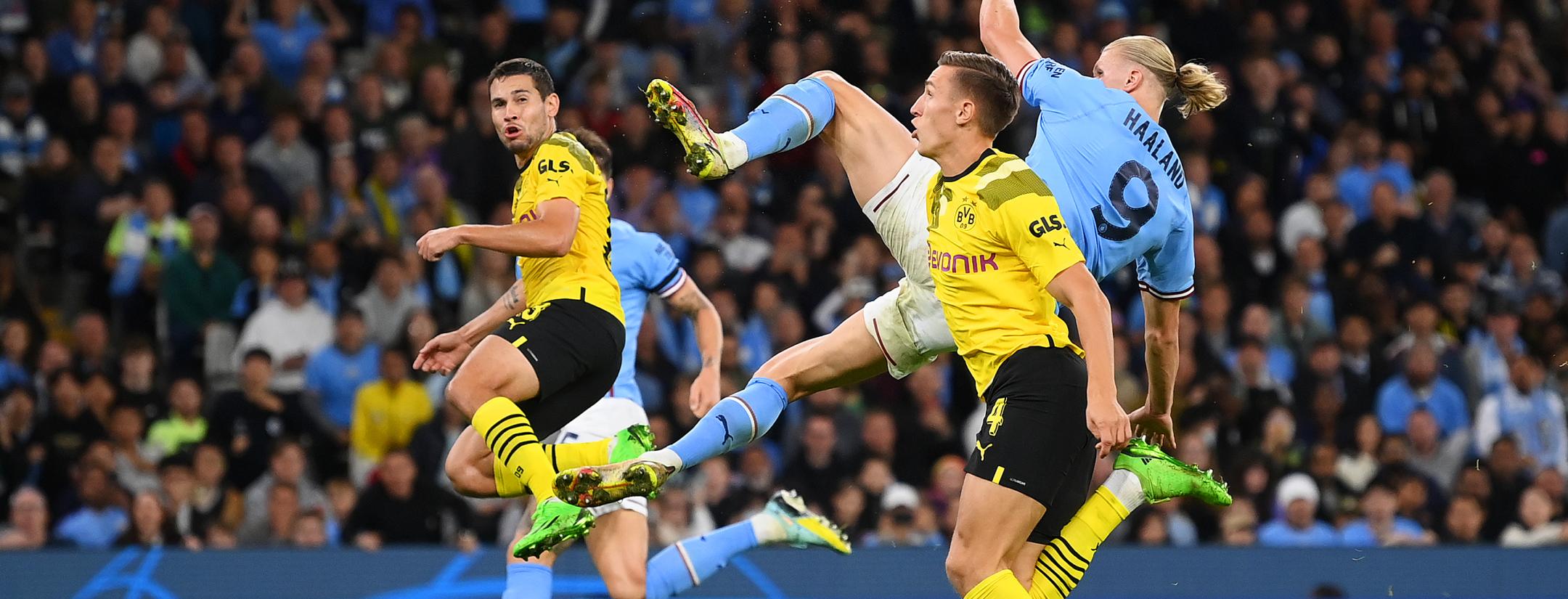 Erling Haaland flying kick goal