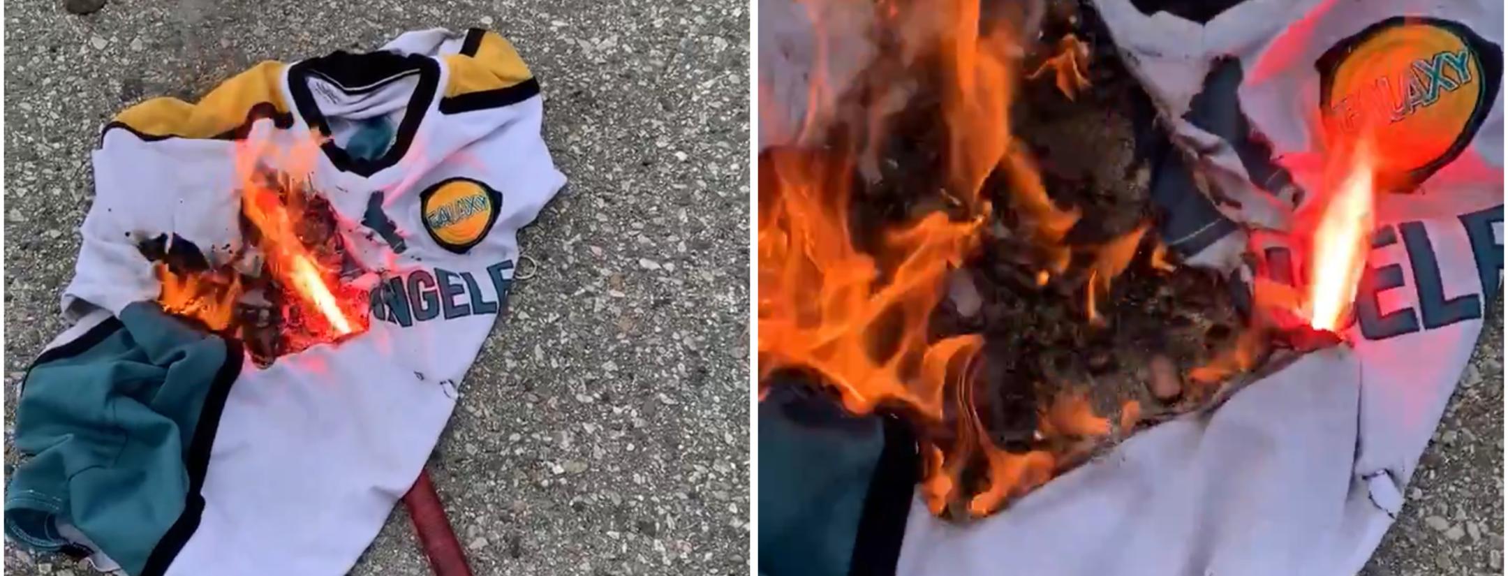 Former LA Galaxy fan turned LAFC fan burns jersey