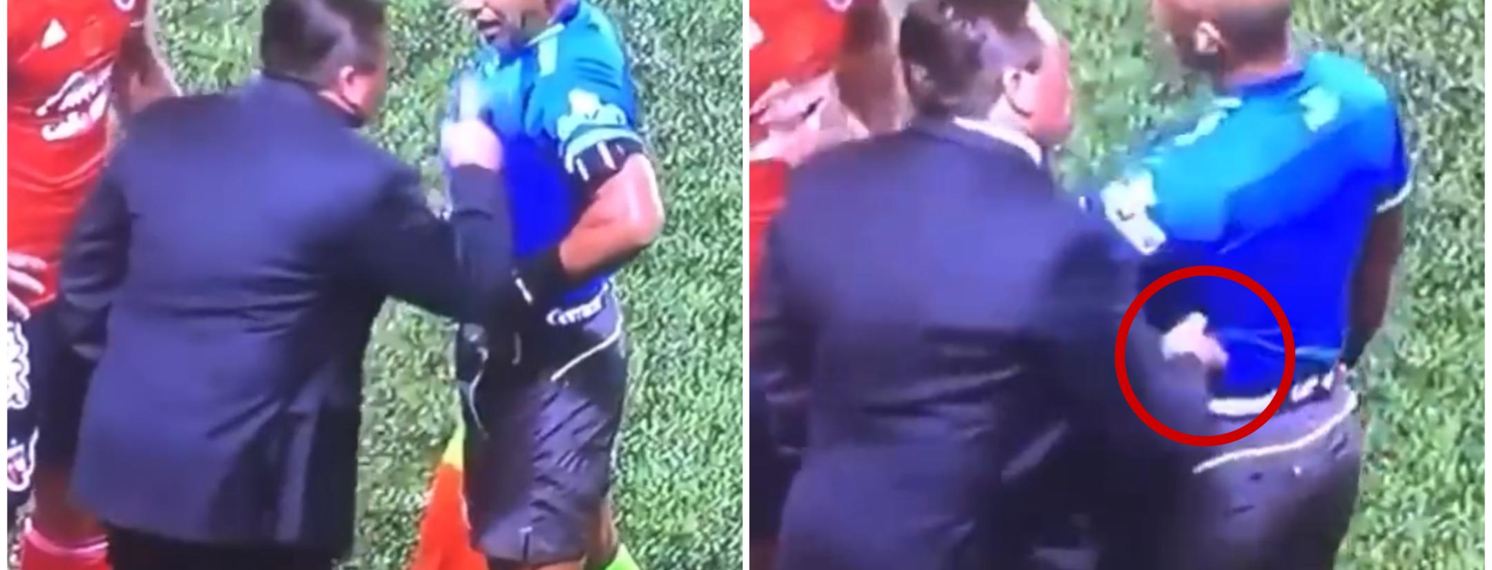 Piojo Herrera pellizca a árbitro
