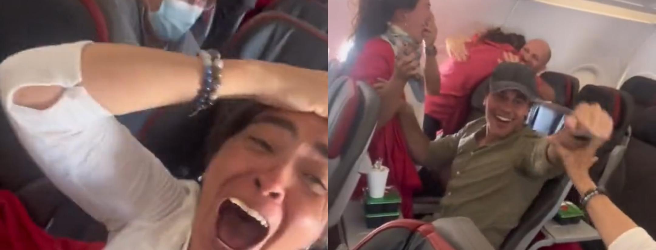Fans on plane react to Argentina World Cup win