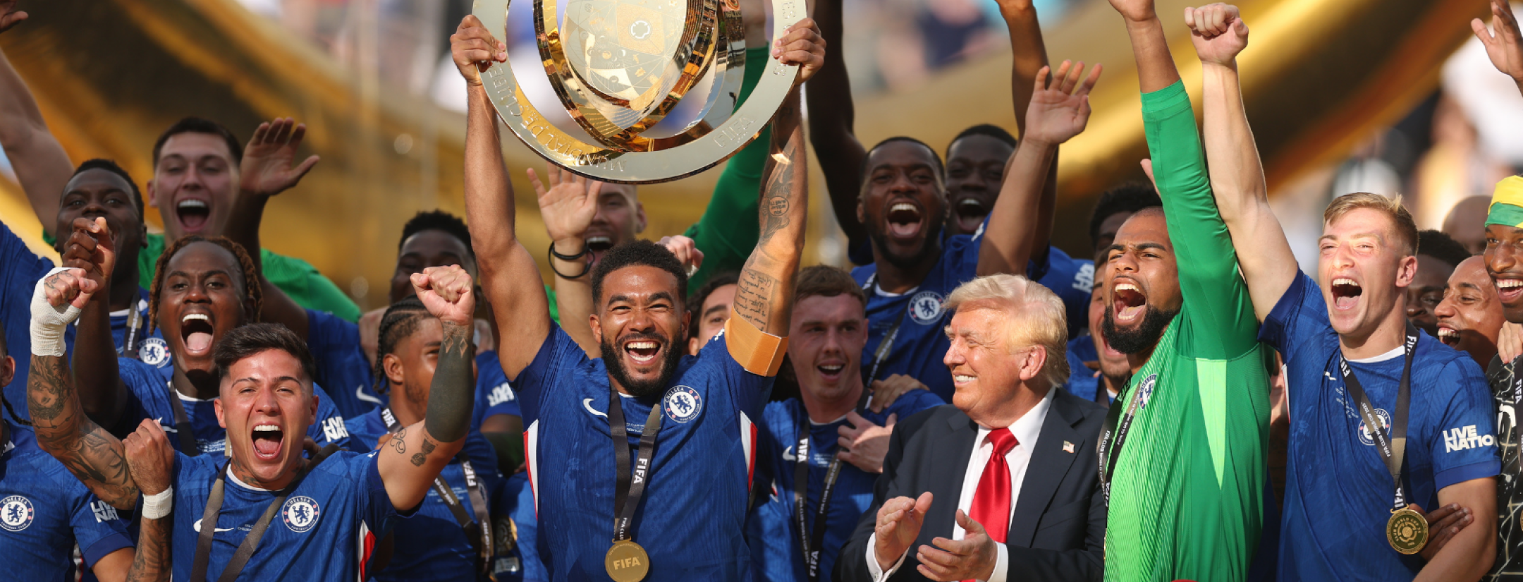 Donald Trump appears in Chelsea Club World Cup trophy lifting