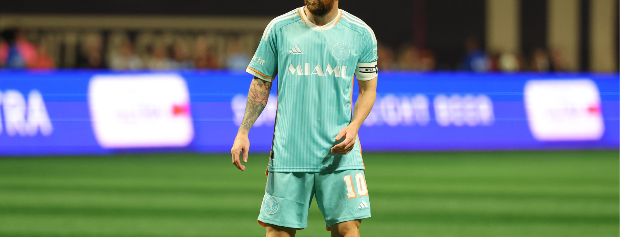 Lionel Messi during Inter Miami-Atlanta United East Conference MLS playoffs quarterfinal at Mercedes-Benz Stadium.