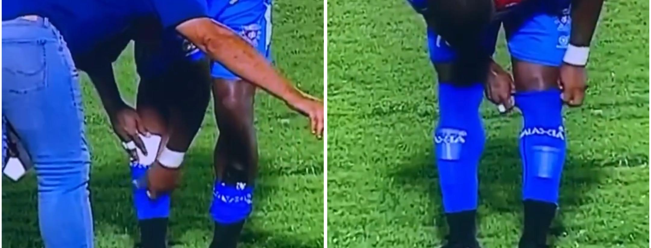 Player uses styrofoam cups as shin guards in El Salvador