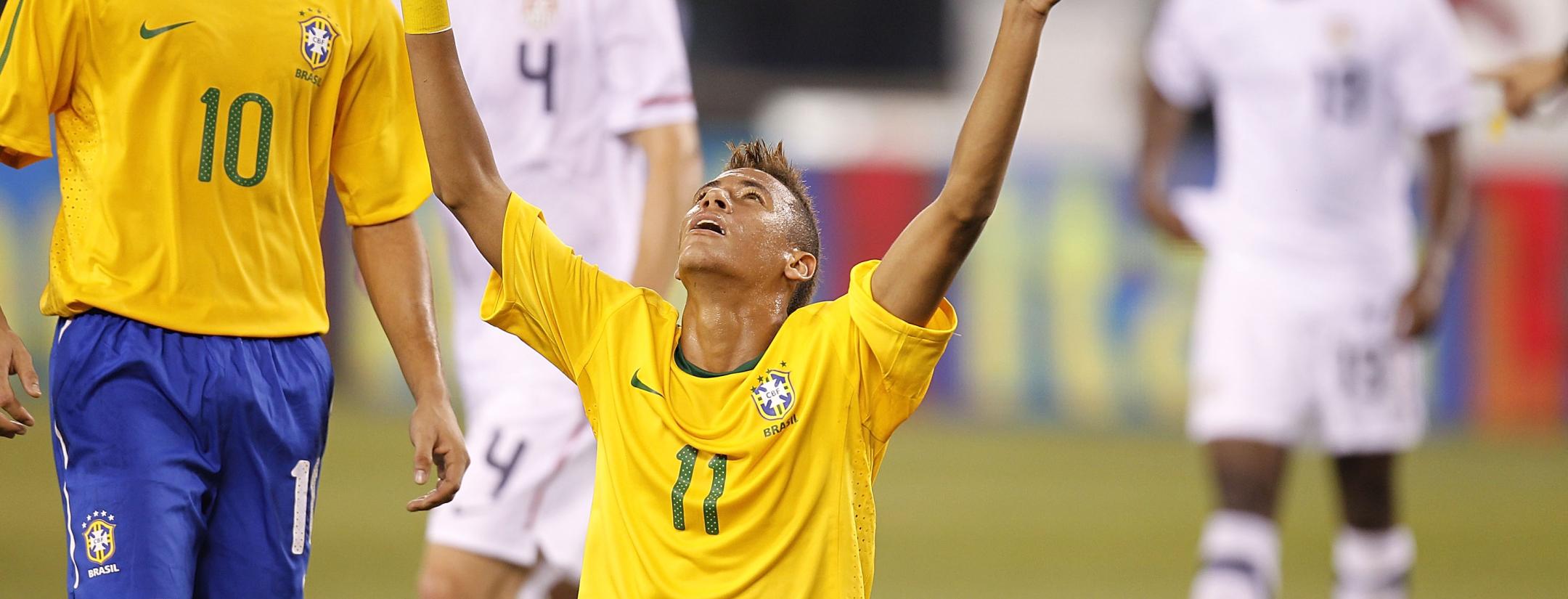 Neymar first Brazil goal