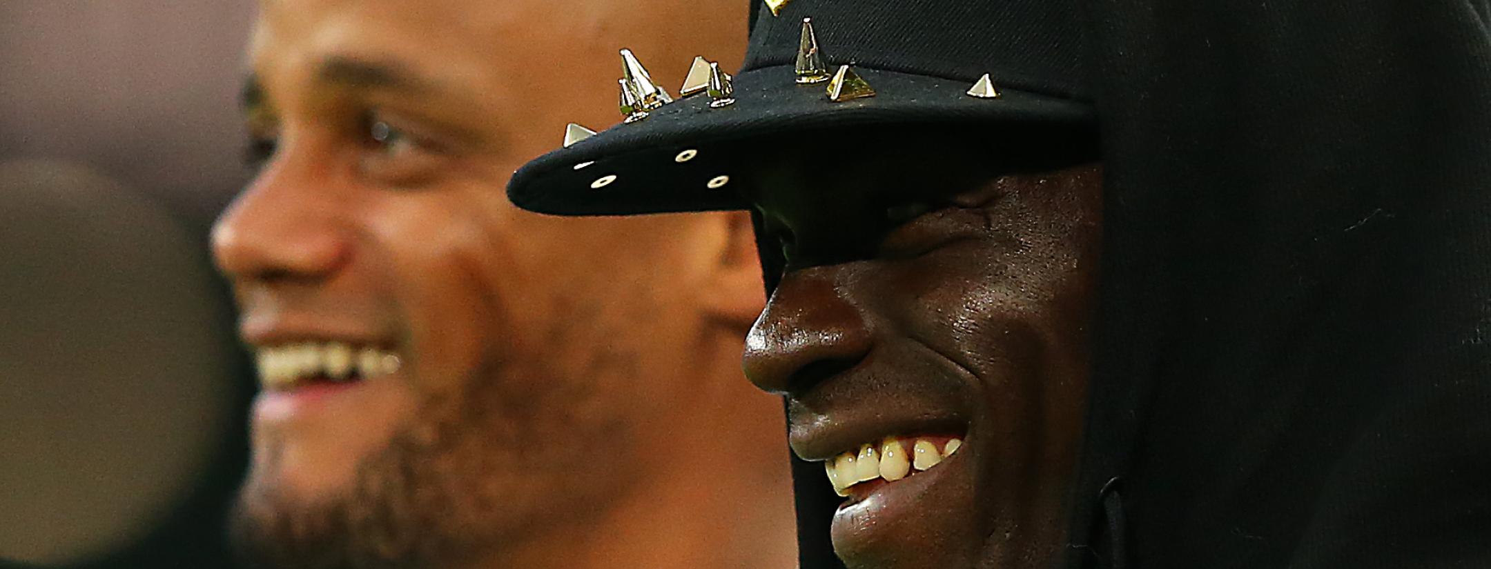 Mario Balotelli with Vincent Kompany