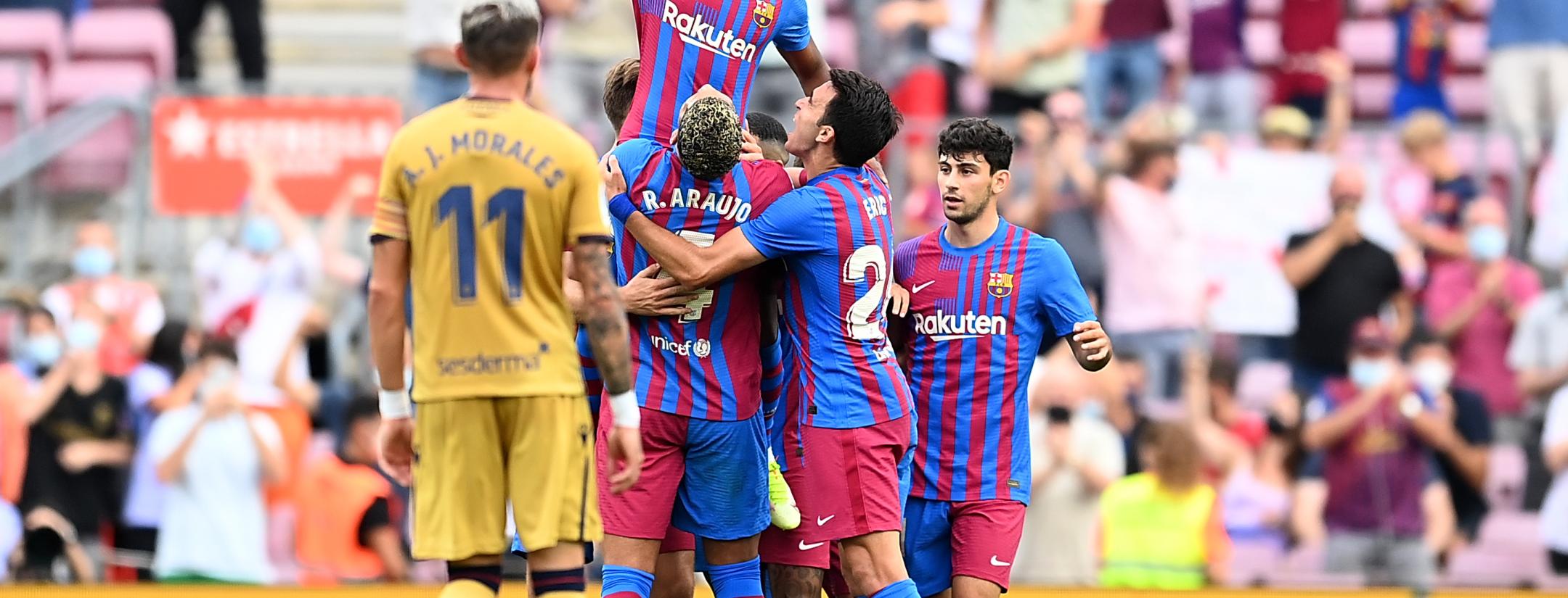 Ansu Fati celebrates his goal