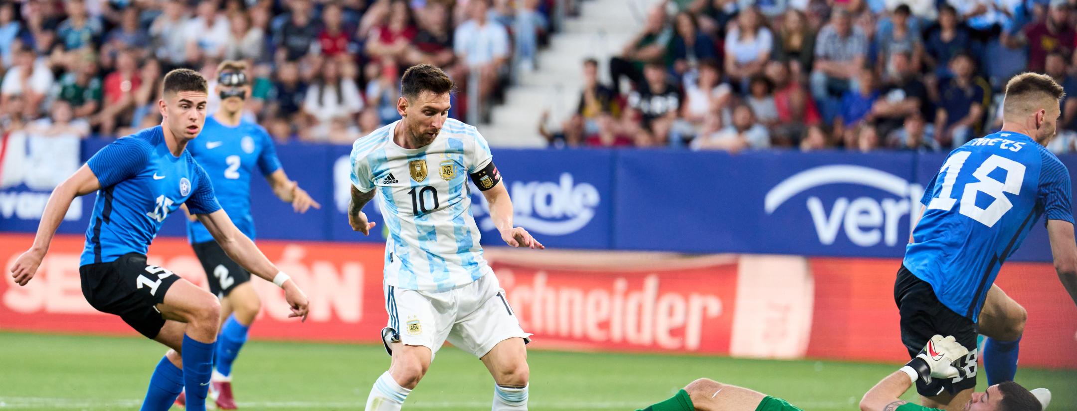 Messi five goals vs Estonia