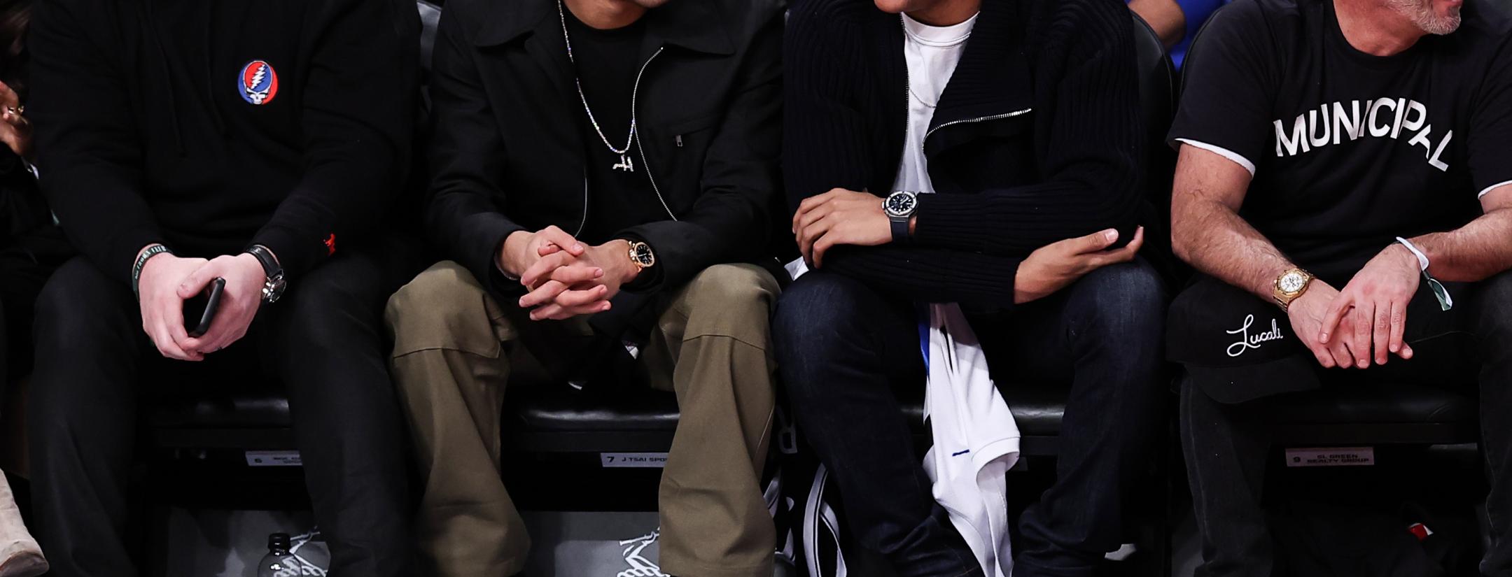 Mbappe at Brooklyn Nets game with Hakimi