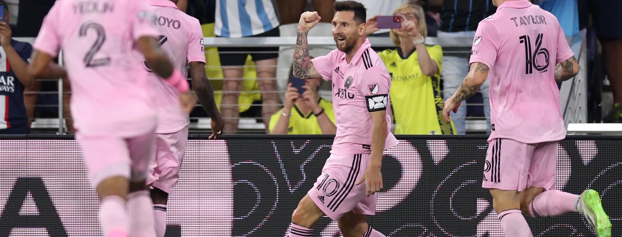 Messi celebrating goal against Nashville SC