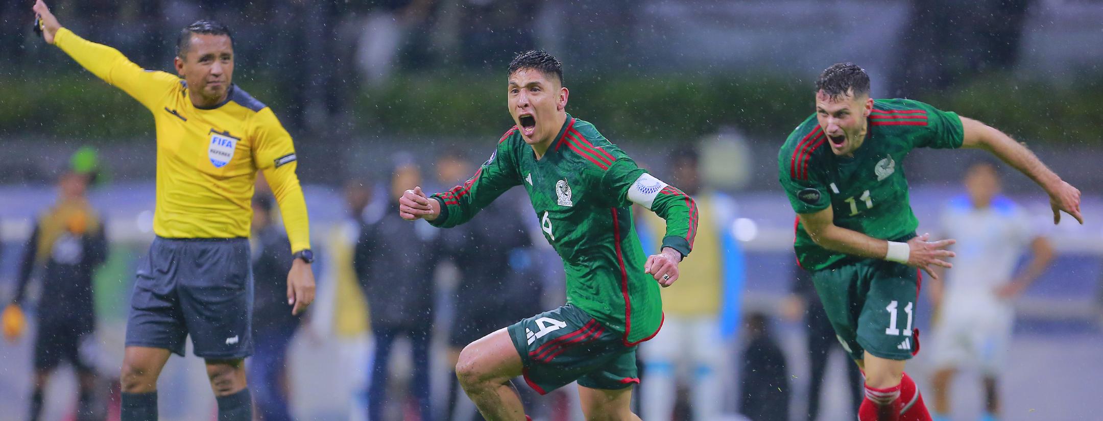 Edson Alvarez celebrates equalizer against Honduras