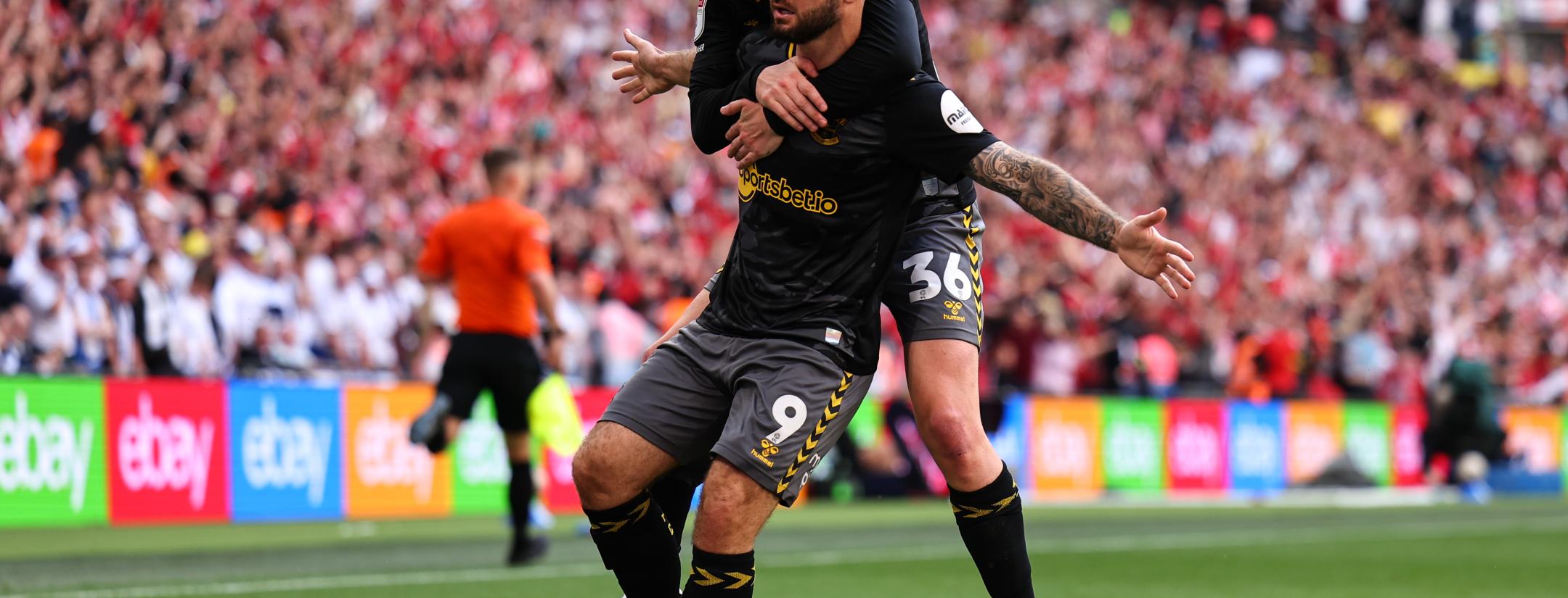 Adam Armstrong of Southampton celebrates after scoring a goal to make it 0-1 during the Sky Bet Championship Play Final