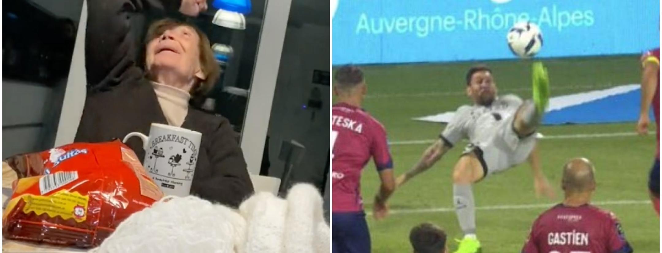 Grandma recreates Messi bicycle kick