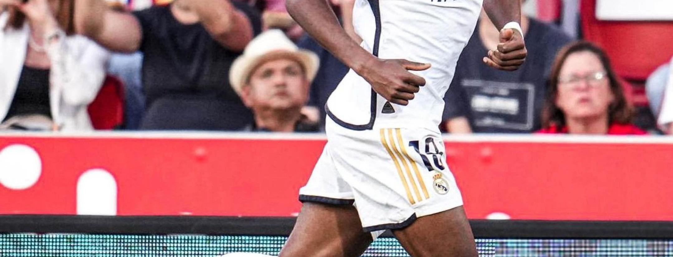 Aurelien Tchouameni celebrates goal vs. Mallorca