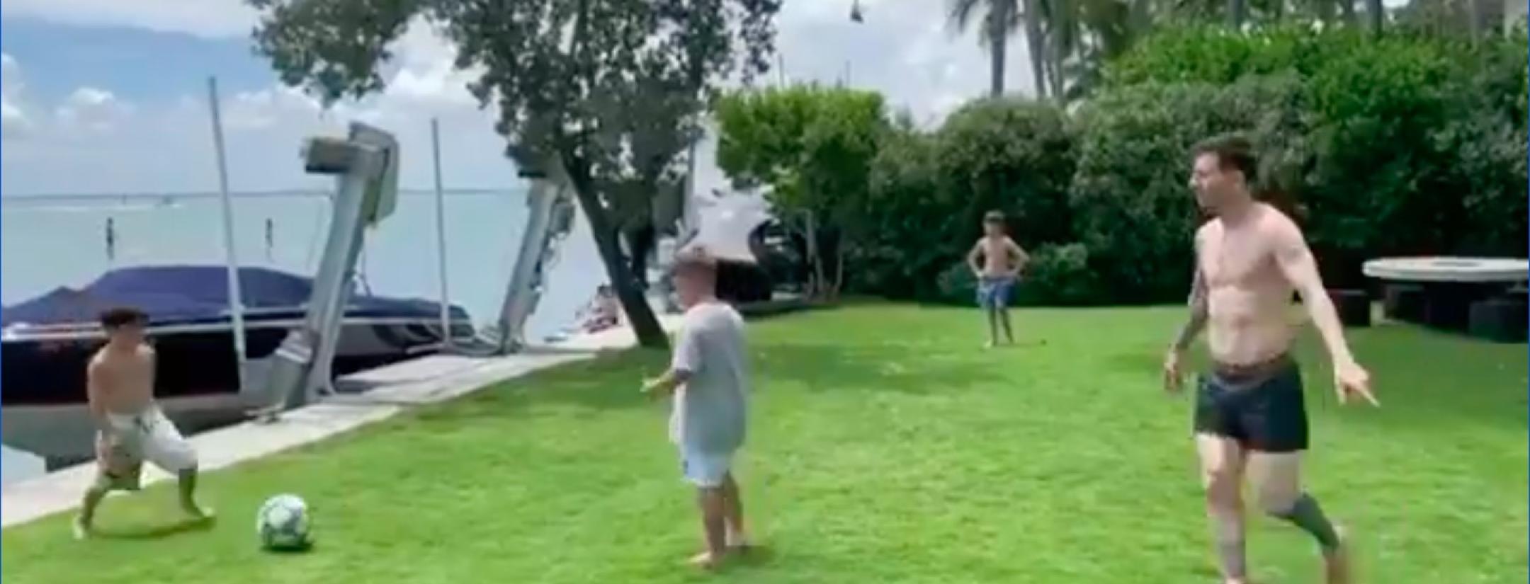 Lionel Messi family playing soccer