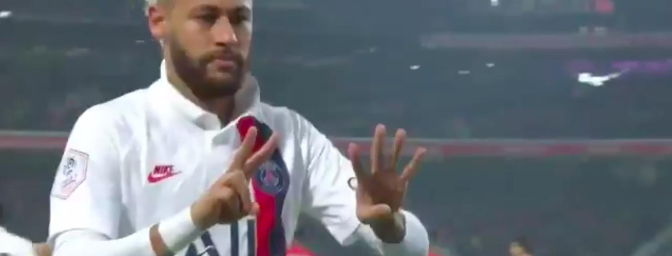 Neymar celebrates his goal.