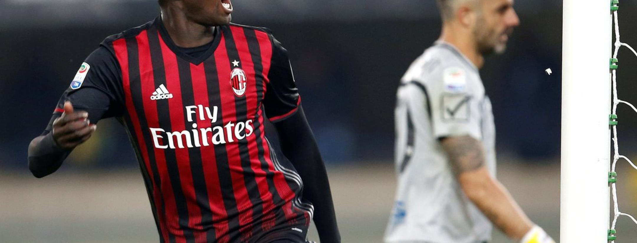 M'Baye Niang celebrates scoring for AC Milan.