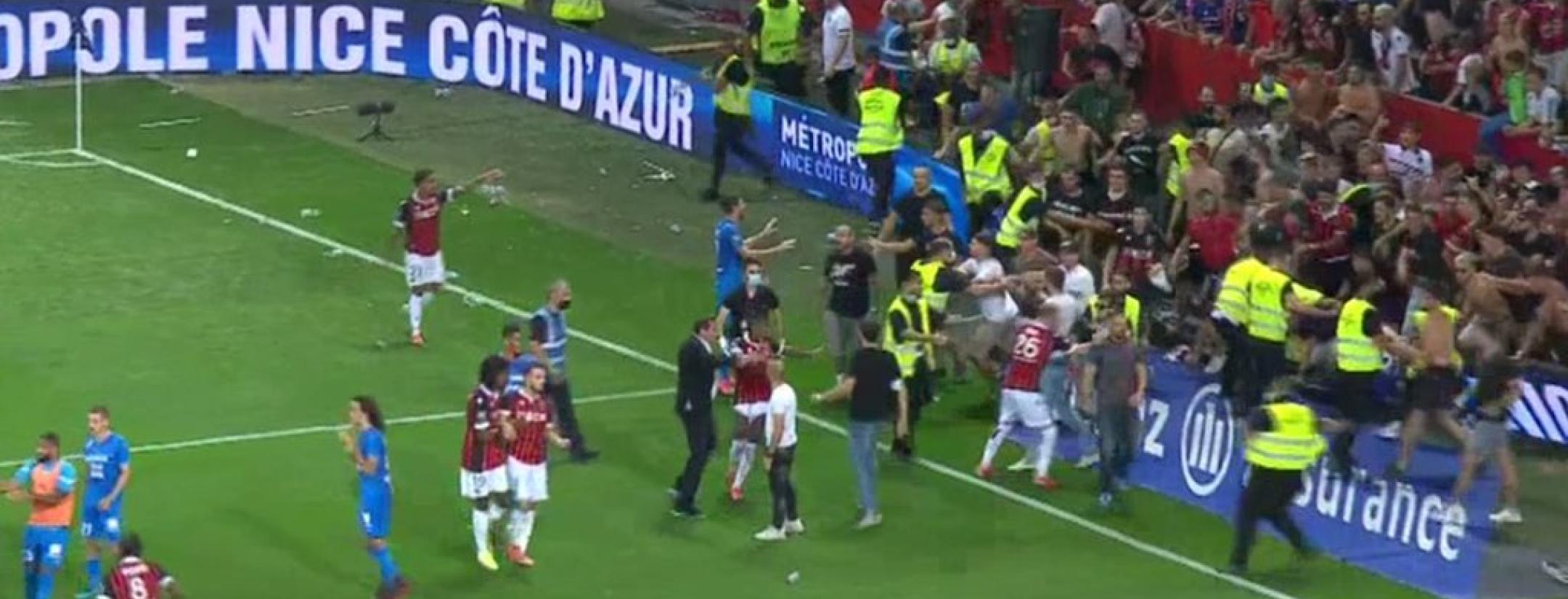 Nice fans invade pitch in France