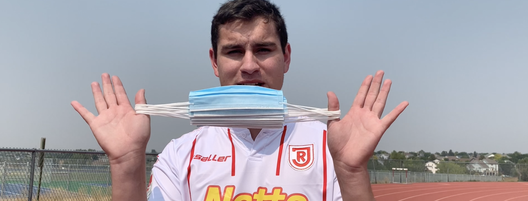 Wearing a mask while playing soccer