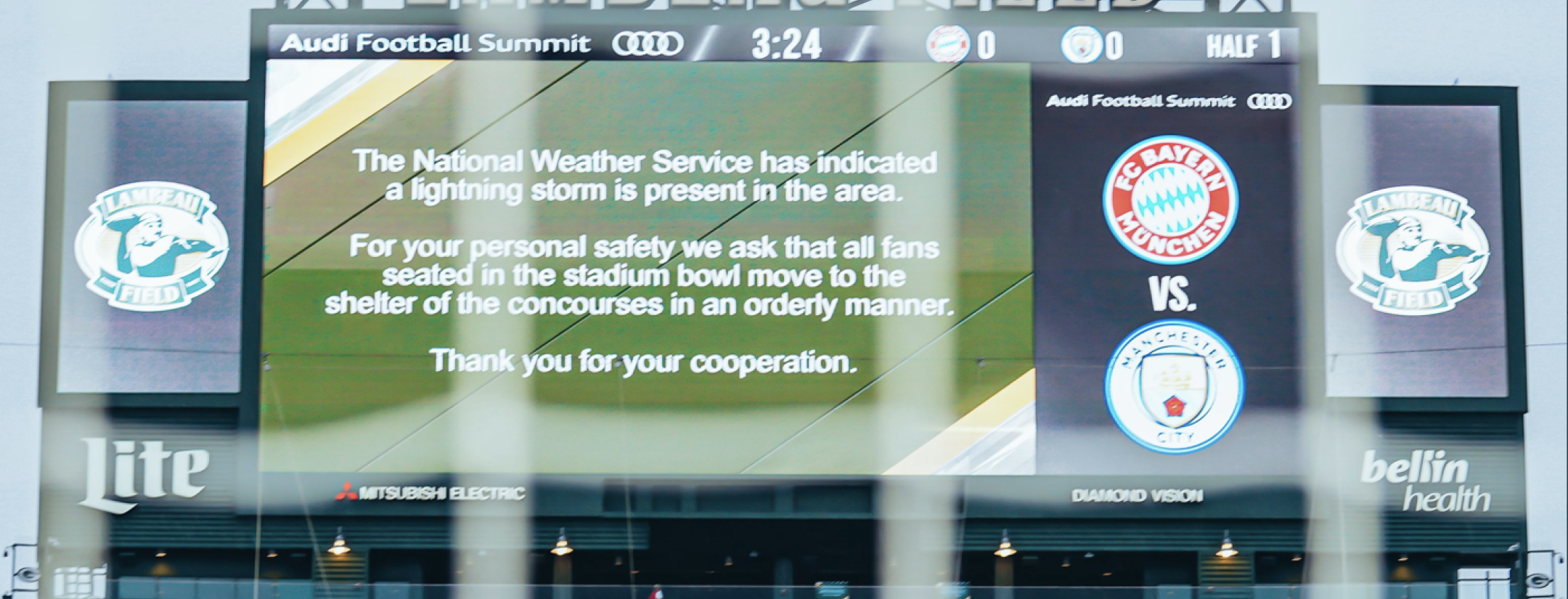 Manchester City vs Bayern Weather Delay