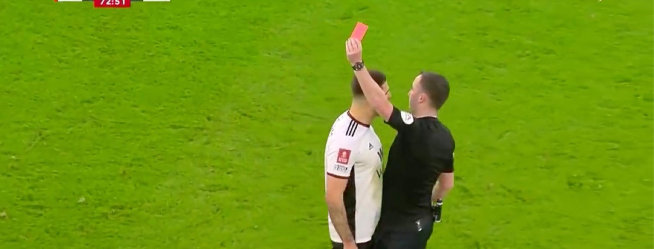 Fulham three red cards in 40 seconds