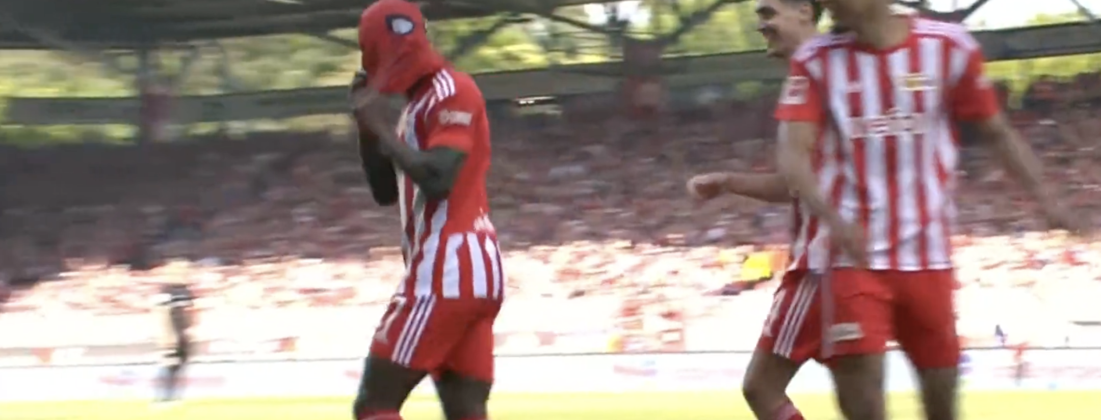 Sheraldo Becker Spider-Man mask celebration