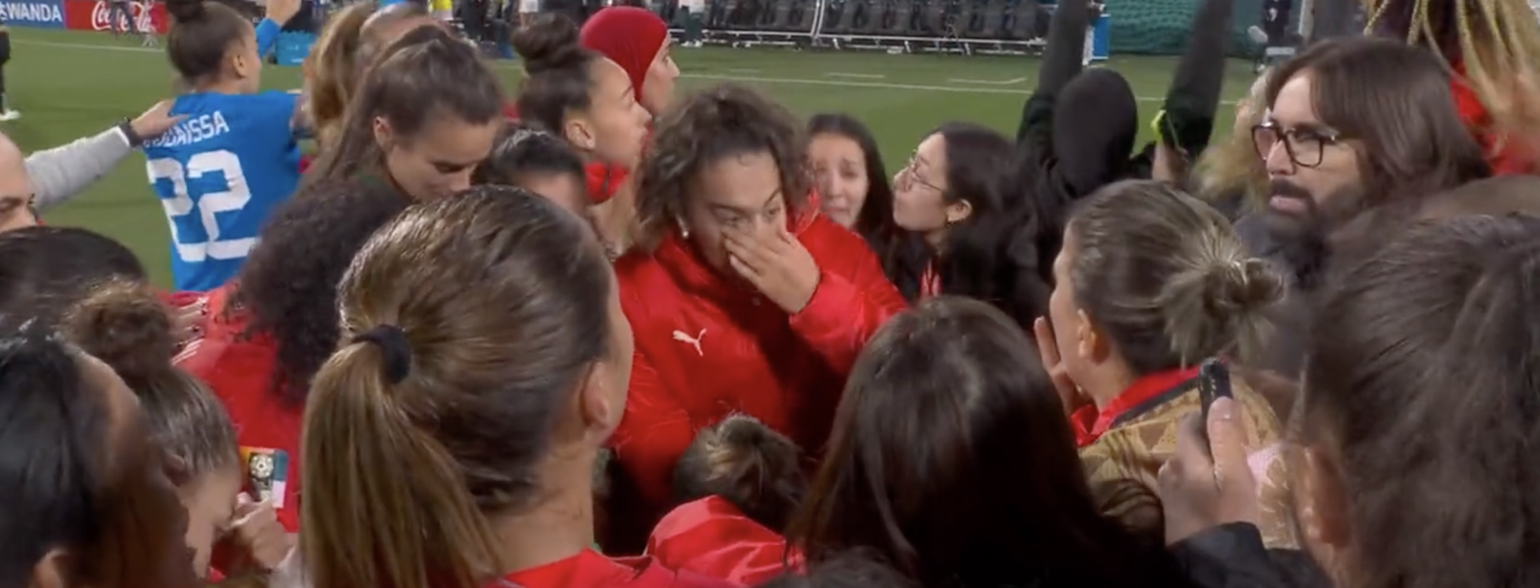 Morocco players react to Germany draw