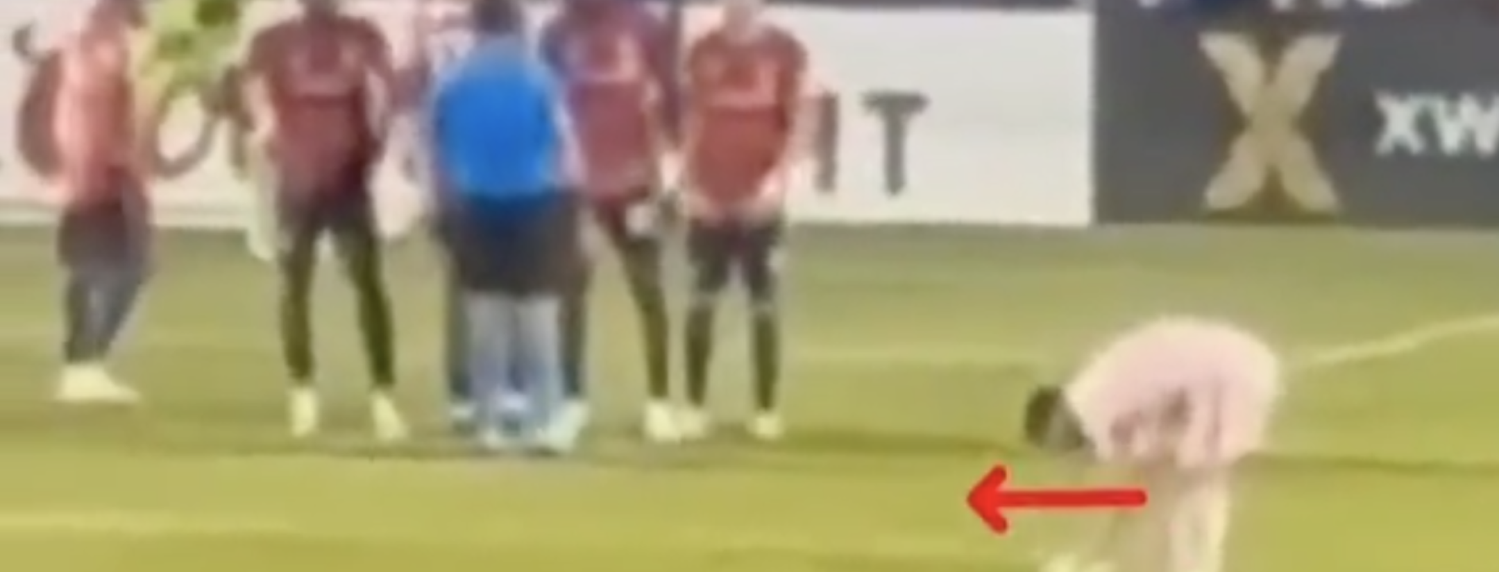 Messi moves ball before free kick