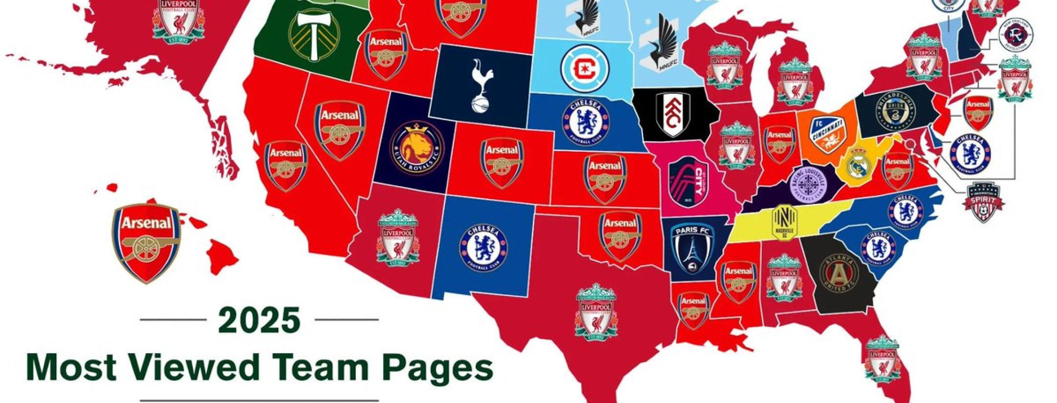 Most-viewed soccer teams by state