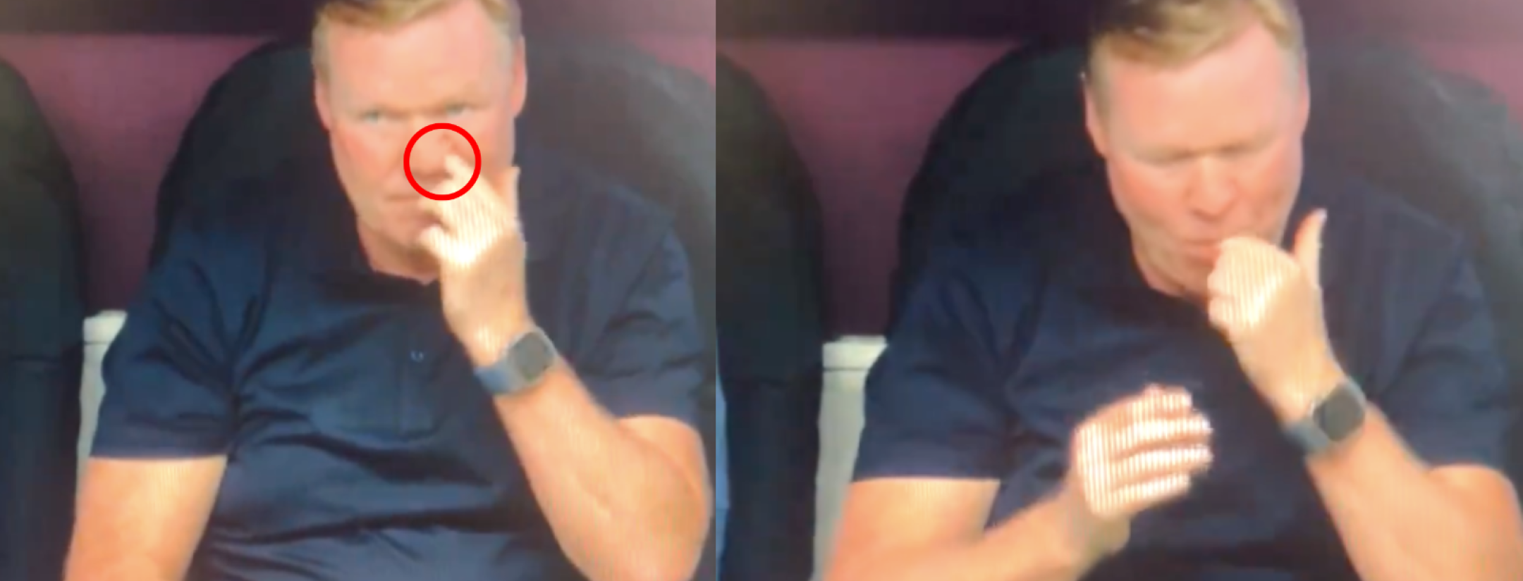 Ronaldo Koeman caught picking nose and eating boogers during Poland-Netherlands