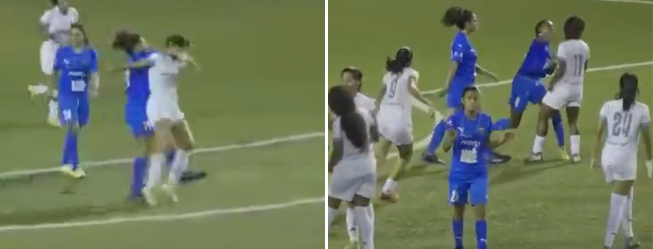 Brawl in women's soccer game in Panama