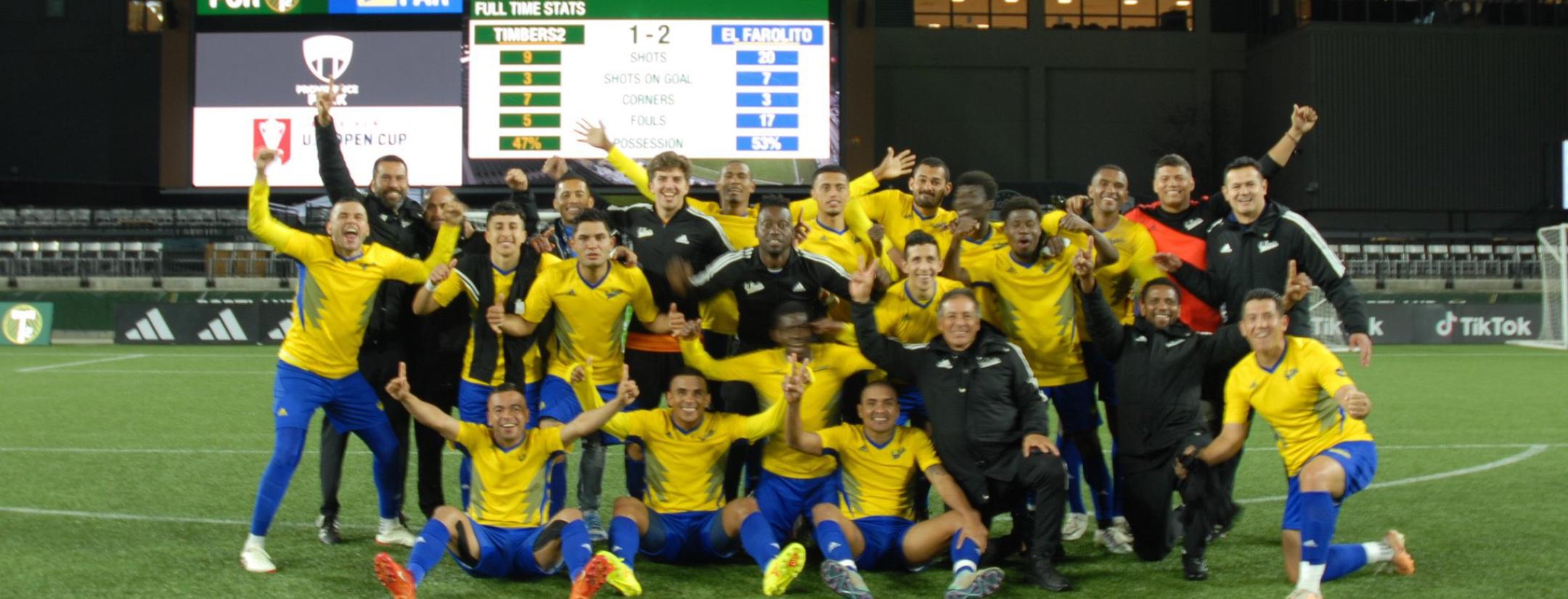 El Farolito SC celebrate Portland Timbers 2 victory