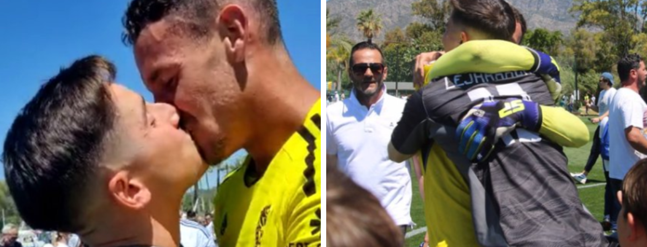 Goalkeeper kisses boyfriend