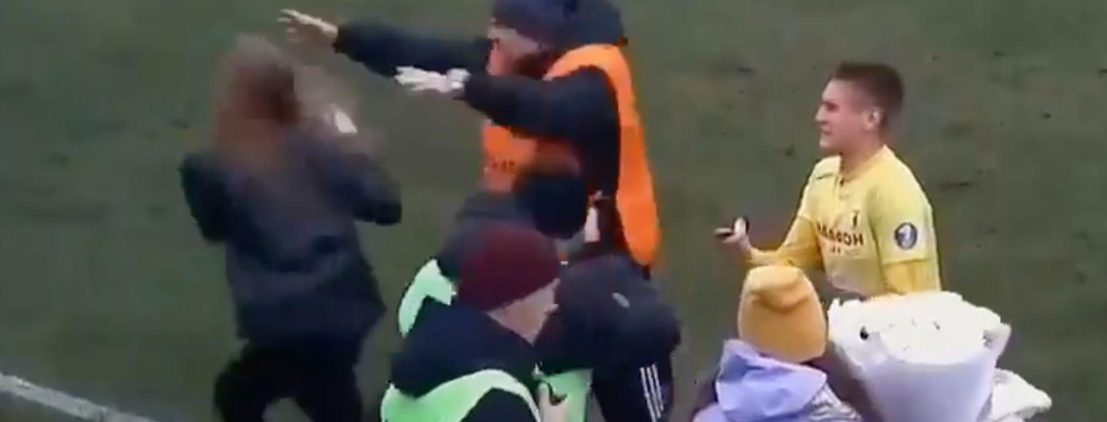 Soccer player marriage proposal ruined by security guard