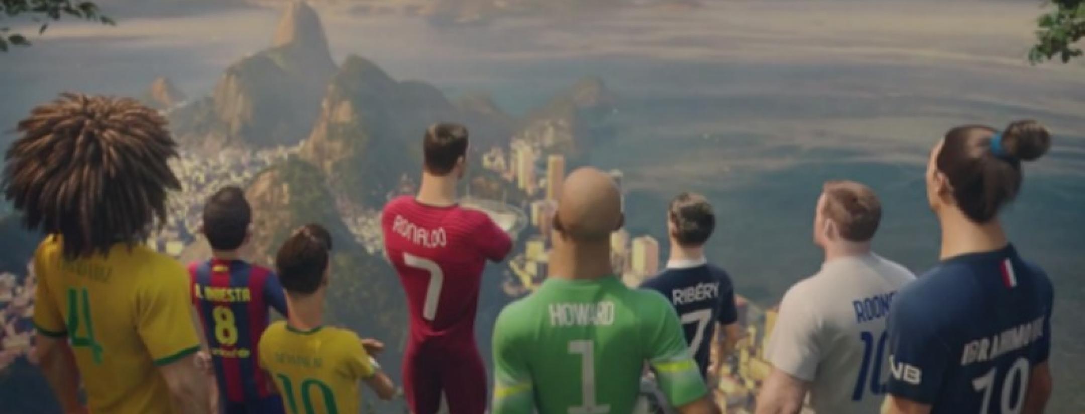 A cast of animated soccer stars created by Nike for its latest commercial