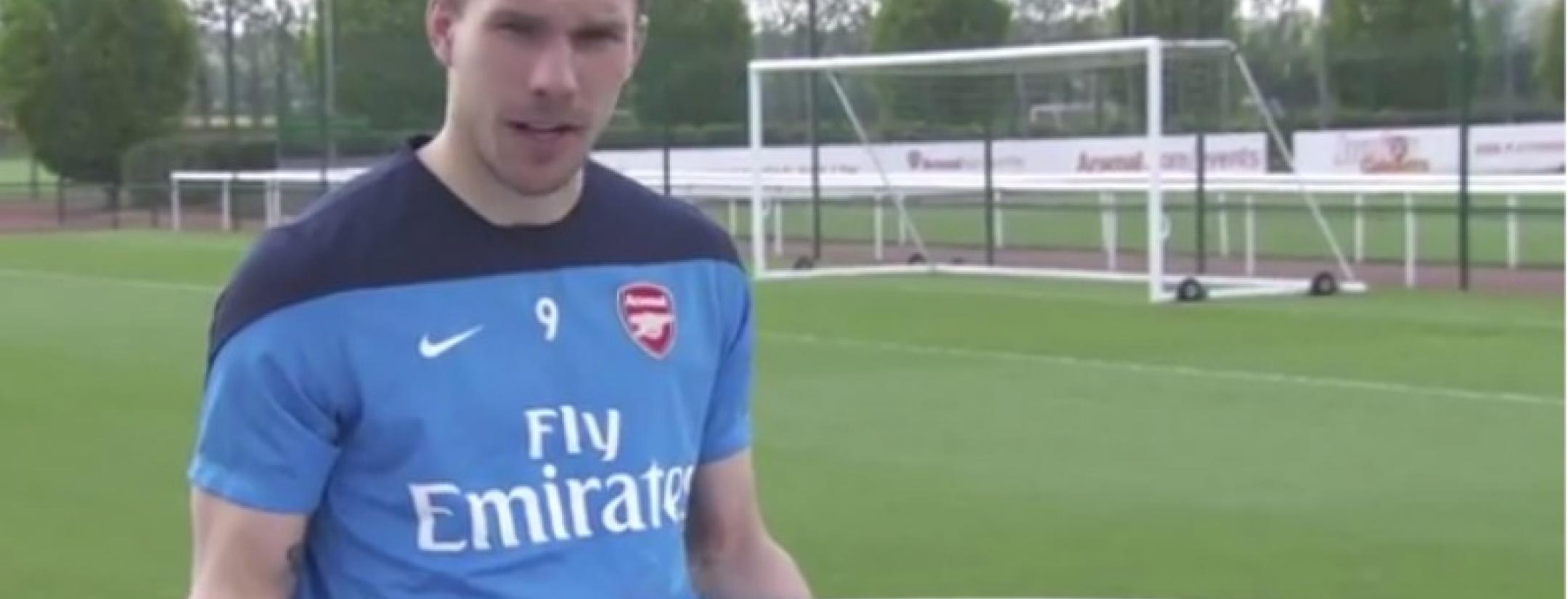 Lukas Podolski responds to a mean tweet about not being able to hit a barn door